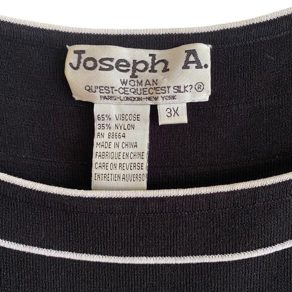 JOSEPH A. Woman 3x Knit Tank Top Sleeveless Pullover Black Skinny White Stripes - Picture 3 of 8